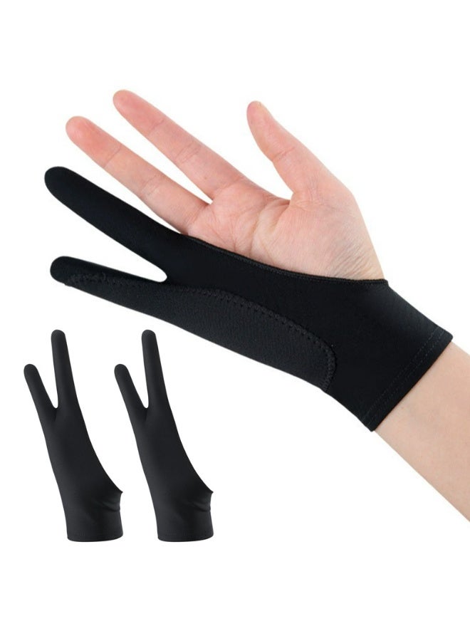 2-Pack Artist Glove Palm Rejection Drawing Glove for Graphic Tablet, iPad - Smudge Guard, Two Finger, Elastic Lycra, Fingerless, Good for Left & Right Hand (M) - Image 1