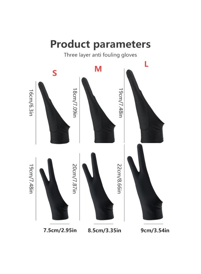 2-Pack Artist Glove Palm Rejection Drawing Glove for Graphic Tablet, iPad - Smudge Guard, Two Finger, Elastic Lycra, Fingerless, Good for Left & Right Hand (M) - Image 4