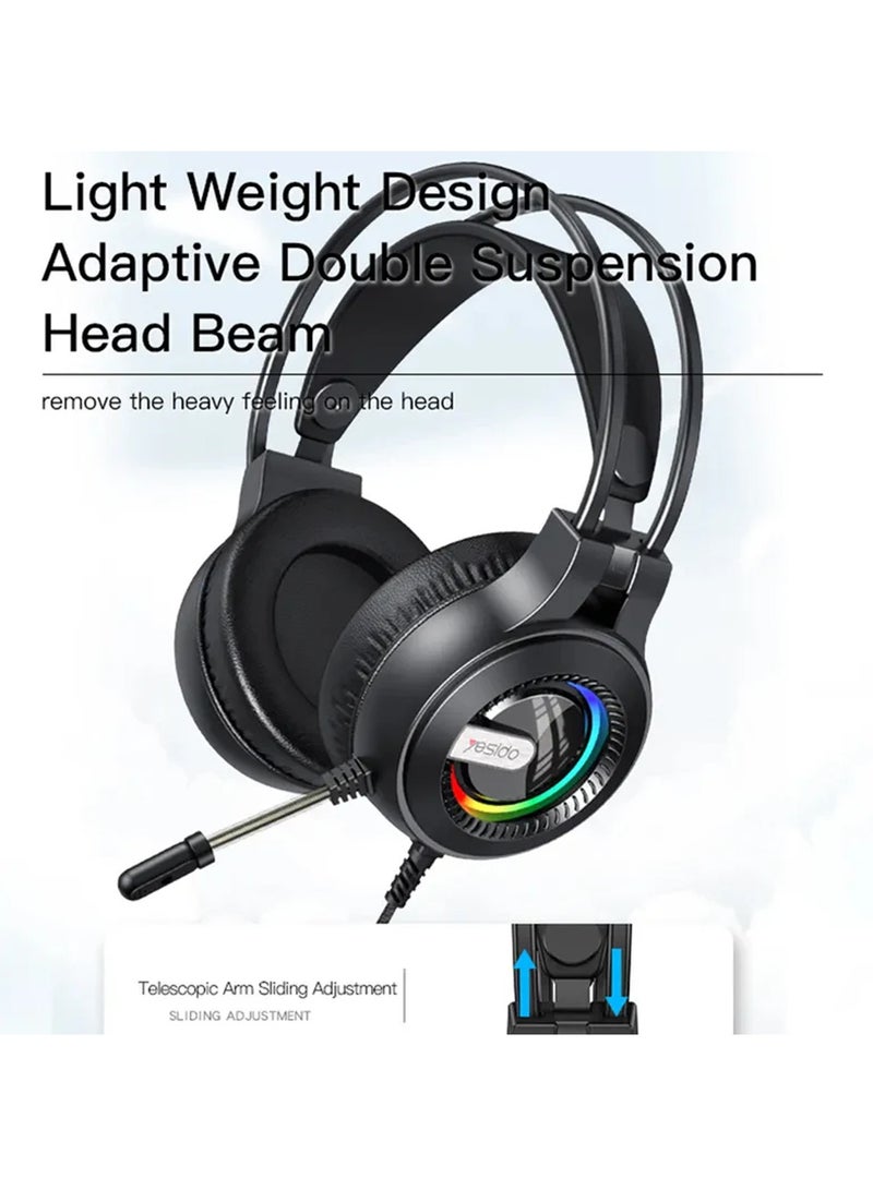 Yesido EK02 Computer Gaming Headset Headphone Over-Ear Earphone With Microphone Black - Image 2