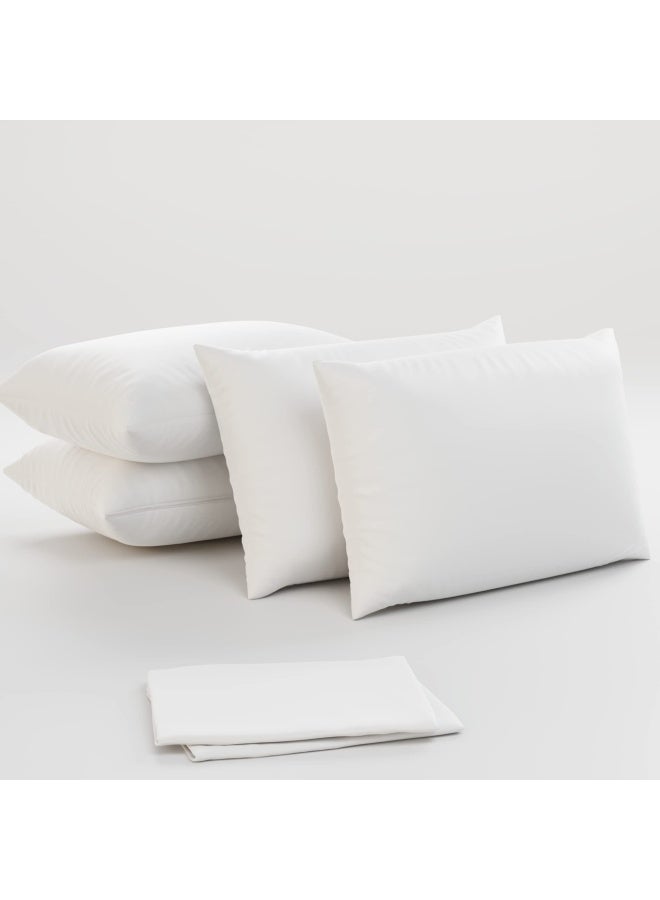 Pillow Protectors Cases Covers Zippered Set White Soft Brushed Microfiber Reduces Respiratory Irritation Physical Threapy Clinics Hotels 4 Pack Queen  - Image 2