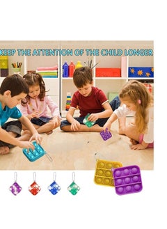 Y&D Bubble Sensory Fidget Toy, Keychain Finger Decompression Mini Rainbow Pendant Autism Special Needs Stress Reliever Silicone Squeeze Toy  - Image 2