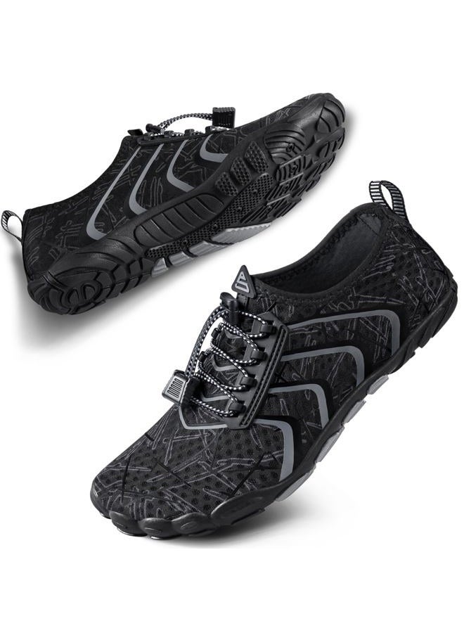 SEEKWAY Water Shoes Men Women Adult Quick-Dry Aqua Sock Barefoot for Beach Swim River Pool Lake Hiking Kayaking Surfing, 1o-506 Black, 7.5 Women/6.5 Men - Image 1