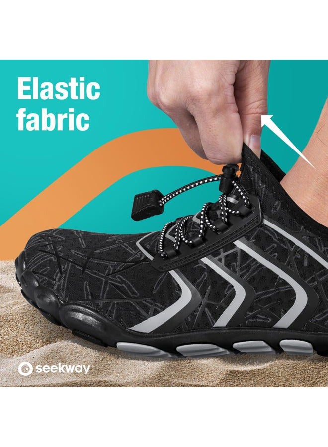 SEEKWAY Water Shoes Men Women Adult Quick-Dry Aqua Sock Barefoot for Beach Swim River Pool Lake Hiking Kayaking Surfing, 1o-506 Black, 7.5 Women/6.5 Men - Image 5