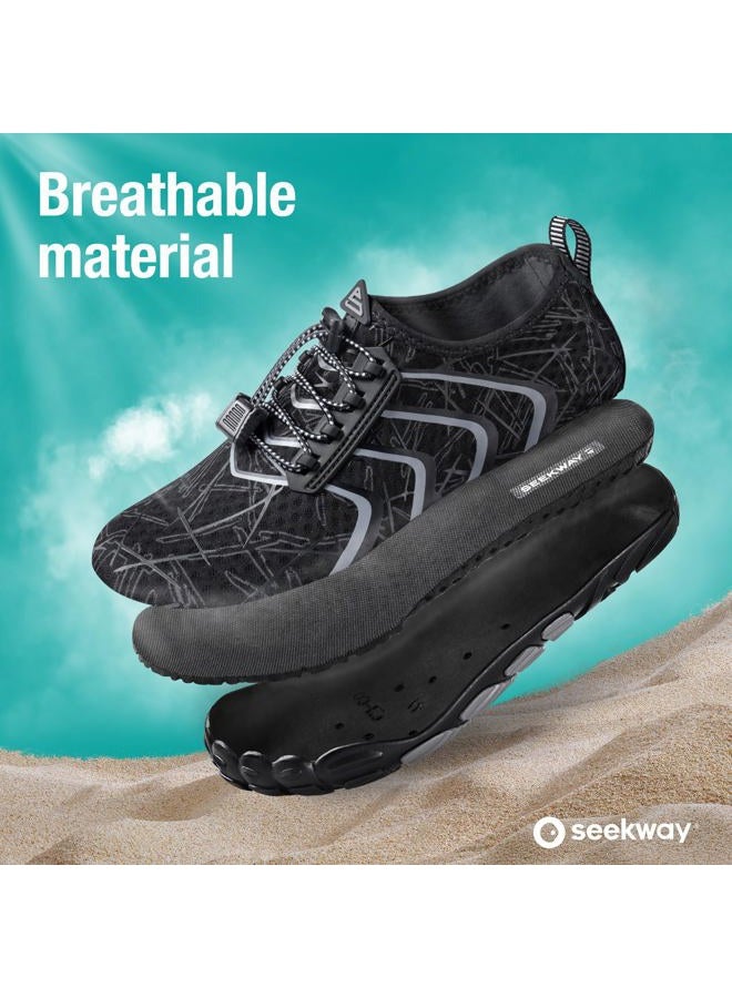 SEEKWAY Water Shoes Men Women Adult Quick-Dry Aqua Sock Barefoot for Beach Swim River Pool Lake Hiking Kayaking Surfing, 1o-506 Black, 7.5 Women/6.5 Men - Image 4