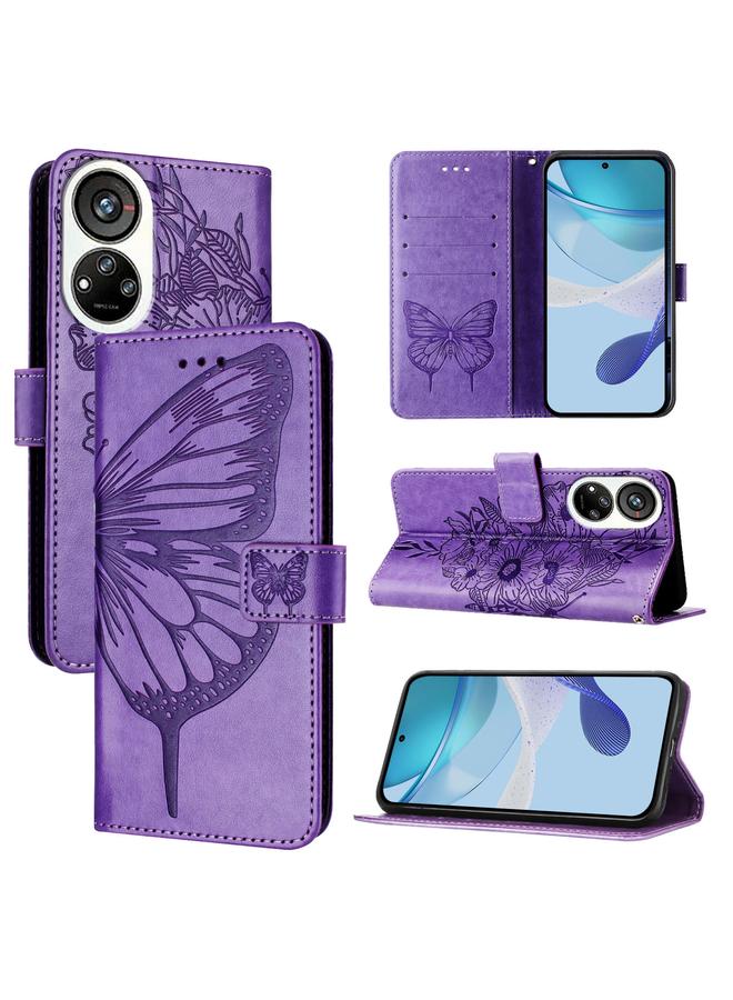 Case For ZTE Blade V40s Embossed Butterfly Leather Phone Case
