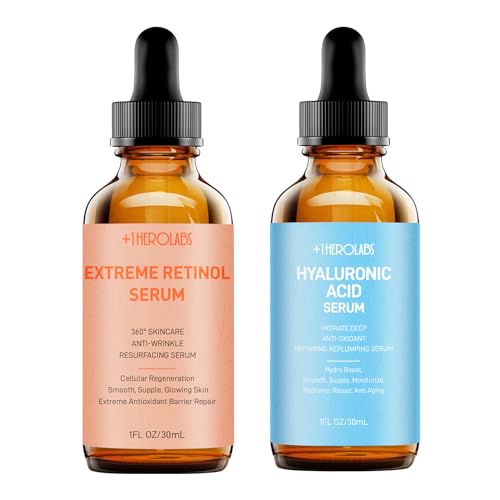 1Herolabs Face Serum Set  Retinol Serum  Hyaluronic Acid for Face  Anti Aging Skin Care Set for Women  Firm Wrinkle Smoothing