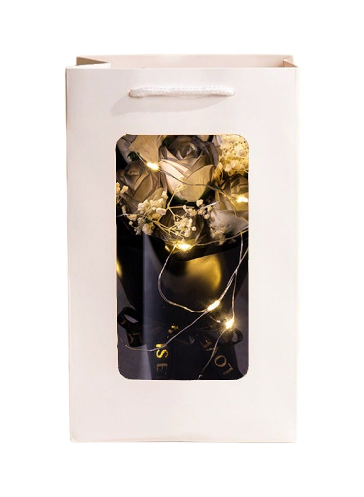 Eternal Rose Gift Box – LED Light Glass Cover Decoration | Romantic Gift for Valentine's Day, Birthday, Mother's Day black Bouquet Creative Ornaments