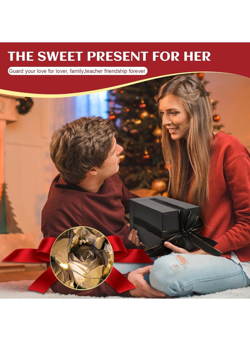 Eternal Rose Gift Box – LED Light Glass Cover Decoration | Romantic Gift for Valentine's Day, Birthday, Mother's Day black Bouquet Creative Ornaments