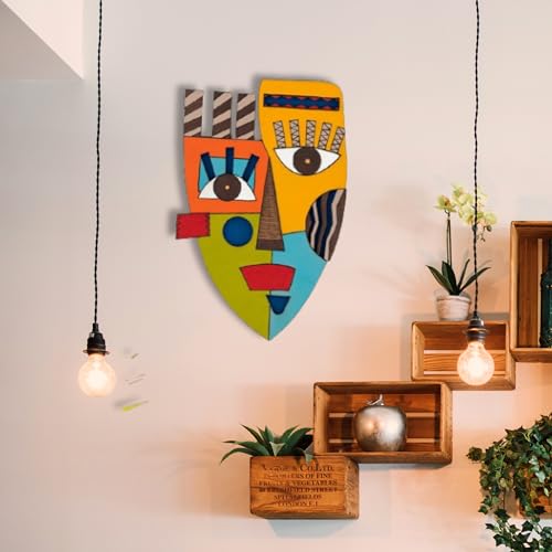 APS ART PLUS STORE Wooden 3D Wall Sculpture For Wall Decor, Unique Face Wall Mask For Living Room, home, Office Wall Decor - Image 1