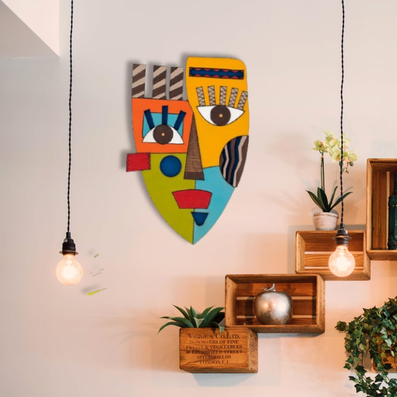 APS ART PLUS STORE Wooden 3D Wall Sculpture For Wall Decor, Unique Face Wall Mask For Living Room, home, Office Wall Decor - Image 5