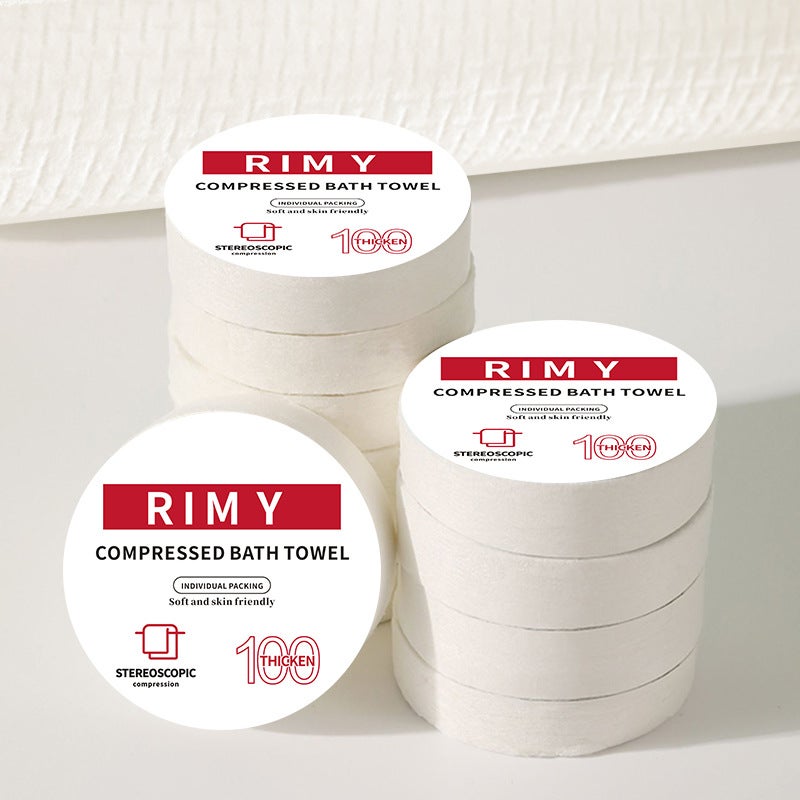 Woven Texture Compressed Towel Bath Towel Disposable Face Towel Cotton Extra-Large Thickened Single Grain Portable Travel Suit - Image 1