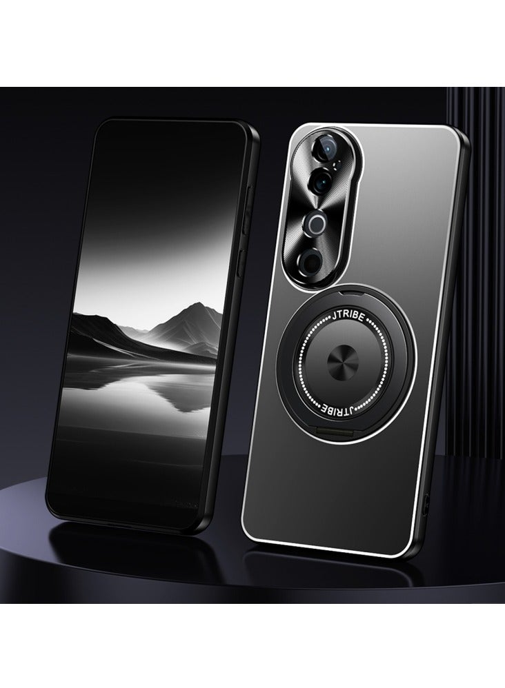 عام غطاء هاتف فيفو S19 Pro Light  Shadow Series، مع حامل معدني لامع قابل للدوران ويعمل عن طريق المغناطيس (أسود). - Image 1