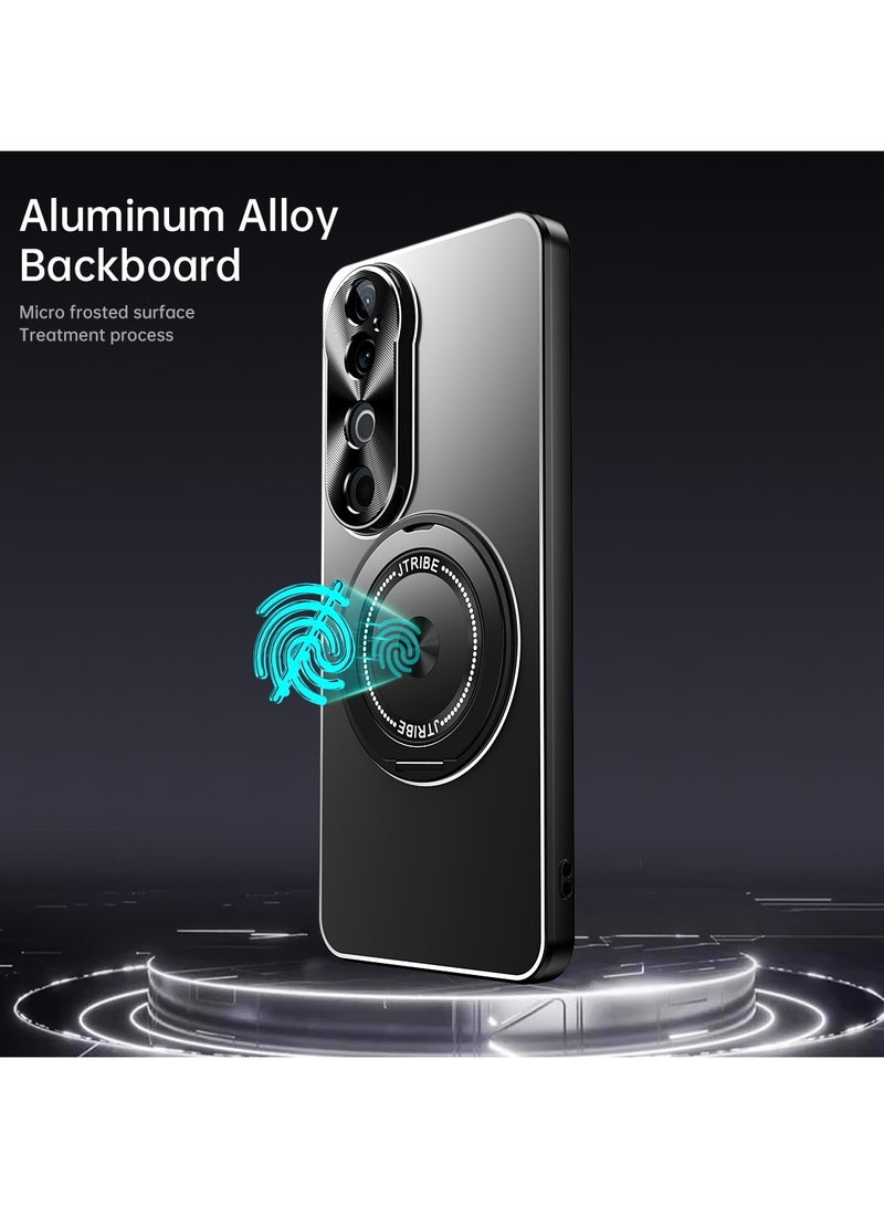 عام غطاء هاتف فيفو S19 Pro Light  Shadow Series، مع حامل معدني لامع قابل للدوران ويعمل عن طريق المغناطيس (أسود). - Image 5