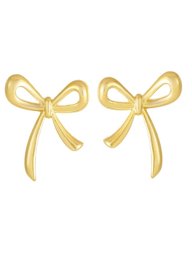 Spiritlele Bow Earrings for Women 14K Gold Bow Earrings Studs Dainty Bowknot Jewelry for Christmas - Image 1