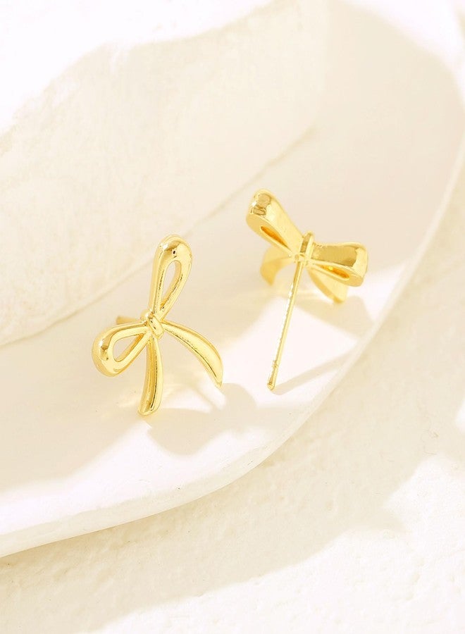Spiritlele Bow Earrings for Women 14K Gold Bow Earrings Studs Dainty Bowknot Jewelry for Christmas - Image 5