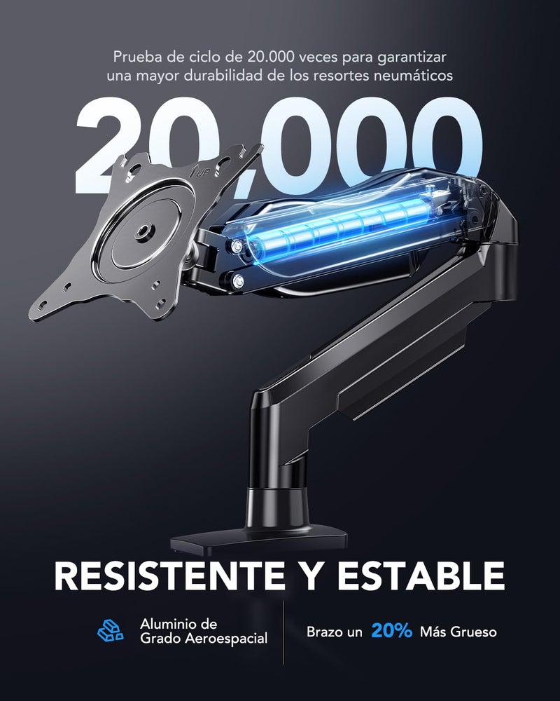 HUANUO Single Monitor Mount, 13 to 32 Inch Monitor Arm, Adjustable Monitor Stand, Vesa Mount with Clamp and Grommet Base - Fits 4.4 to 19.8lbs LCD Computer Monitors - Image 4