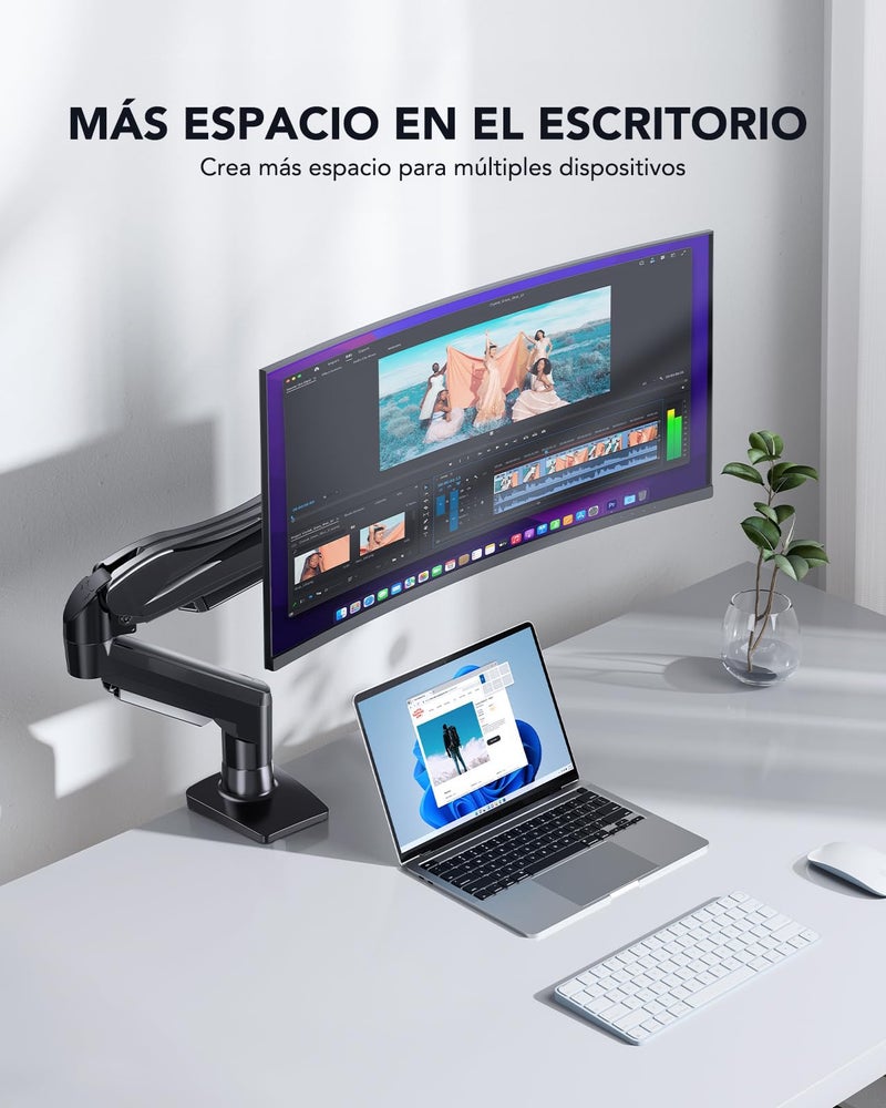 HUANUO Single Monitor Mount, 13 to 32 Inch Monitor Arm, Adjustable Monitor Stand, Vesa Mount with Clamp and Grommet Base - Fits 4.4 to 19.8lbs LCD Computer Monitors - Image 5