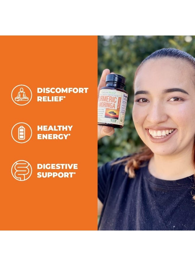 Vimerson Health Turmeric Curcumin & Moringa Oleifera Leaf 95% Curcuminoids & Black Pepper Bioperine Dietary Supplement For Joint Support, Digestion & Energy. Free Of Gluten, Gmo, Dairy And Soy. 60 Vegan Capsules  - Image 2