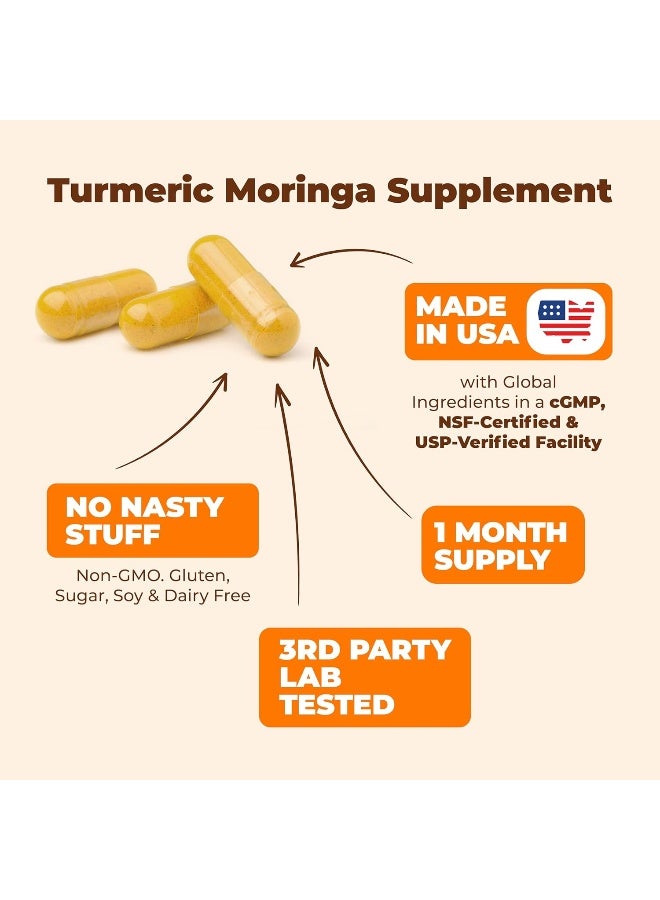 Vimerson Health Turmeric Curcumin & Moringa Oleifera Leaf 95% Curcuminoids & Black Pepper Bioperine Dietary Supplement For Joint Support, Digestion & Energy. Free Of Gluten, Gmo, Dairy And Soy. 60 Vegan Capsules  - Image 4