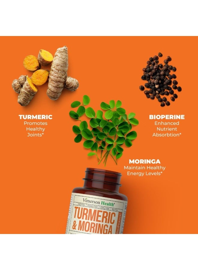 Vimerson Health Turmeric Curcumin & Moringa Oleifera Leaf 95% Curcuminoids & Black Pepper Bioperine Dietary Supplement For Joint Support, Digestion & Energy. Free Of Gluten, Gmo, Dairy And Soy. 60 Vegan Capsules  - Image 5