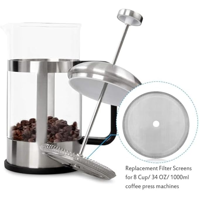 BIGTHREE 18 Pack Stainless Steel French Press Filters Reusable 4 Inch Mesh Screen Replacement For 8 Cup 1000Ml Coffee Makers Durable Cafetiere Filter - Image 4
