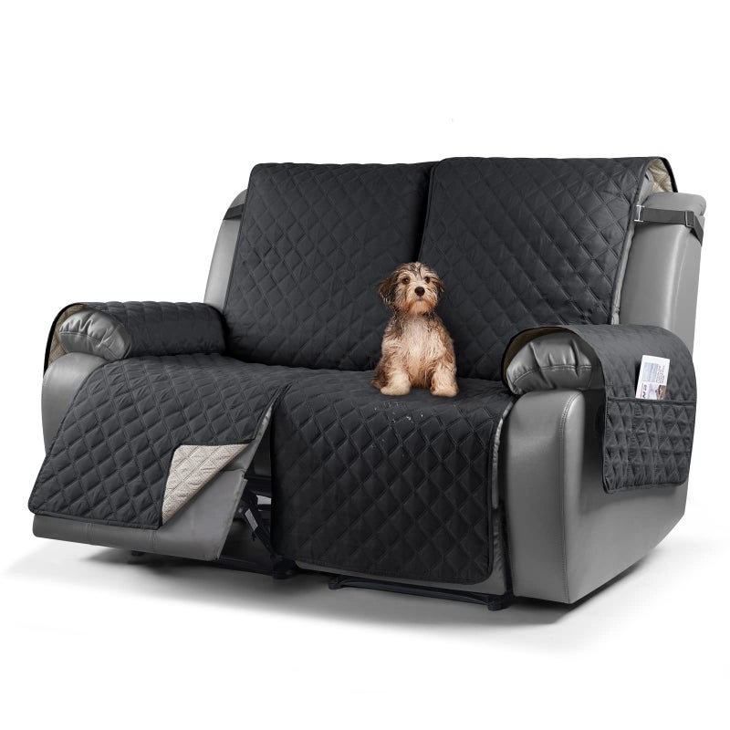 TAOCOCO Recliner Sofa Protector2 Seater Recliner CoversWaterproof Recliner Sofa CoversNon Slip Recliner Chair CoversArmchair Covers for PetsReclining Sofa Covers with PocketsBlack