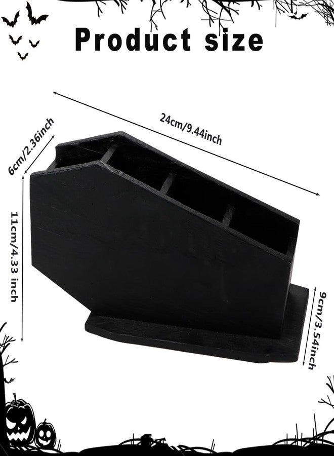 Gosuoa Coffin Utensil Holder Goth Christmas Decor, Black Wooden Goth Kitchen Home Decor, Spooky Gothic Gifts for Women - Image 4