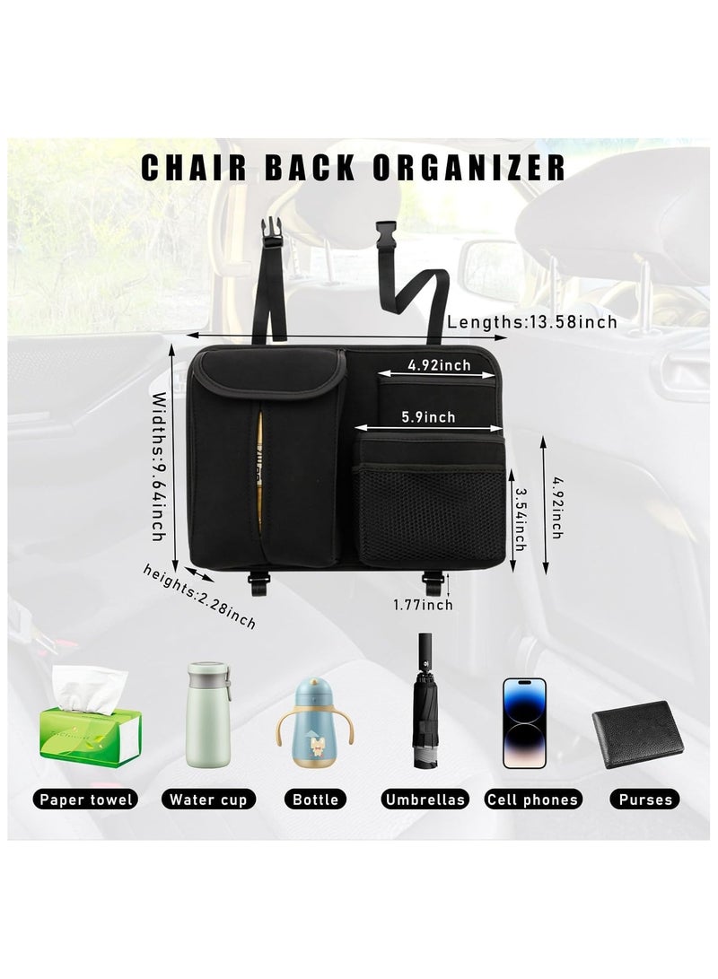 NANAO Excefore Car Back Seat Organizer,Multi-Pockets Leather Automotive Organizer With Tissue Box,Durable Hanging Front Seat Storage Box With Hooks,Universal Vehicle Travel Accessories - Image 4