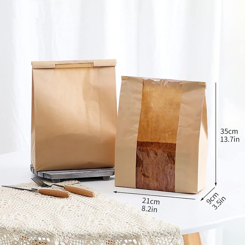 Mintboo Bread Bags for Homemade Bread Large Paper Bakery Bag with Window for Baked Food Packaging Storage 25pcs Bread Storage Bags for Sourdough Loaf Cookie - Image 2