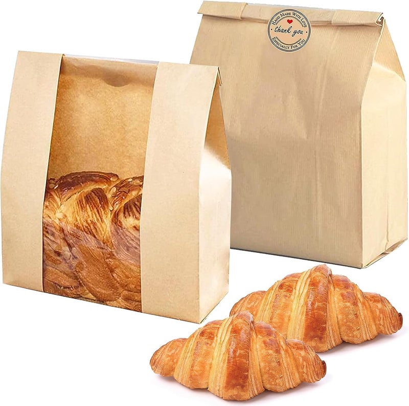 Mintboo Bread Bags for Homemade Bread Large Paper Bakery Bag with Window for Baked Food Packaging Storage 25pcs Bread Storage Bags for Sourdough Loaf Cookie - Image 1