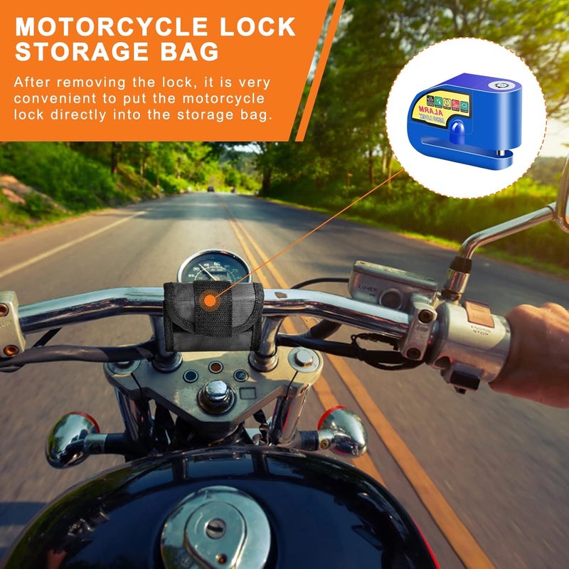 Mathtoxyz Motorcycle Alarm Disc Brake Lock, Motorcycle Locks Anti Theft Security Wheel Disc Lock Waterproof 110dB Alarm Sound with 5ft Reminder Cable Keys and Carry Pouch for Motorbike Bike Scooter - Image 5
