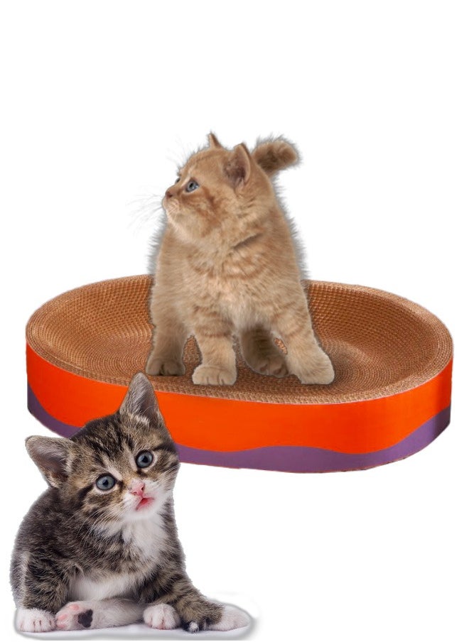 tangs Cardboard Cat Scratcher, Density Cat Scratch, Corrugated Cat Scratching Pad Box Durable for Furniture Protection, Cat Scratcher Bowl Cardboard Bed Lounger Couch for Indoor Cats Sleeping (OVAL)  - Image 1