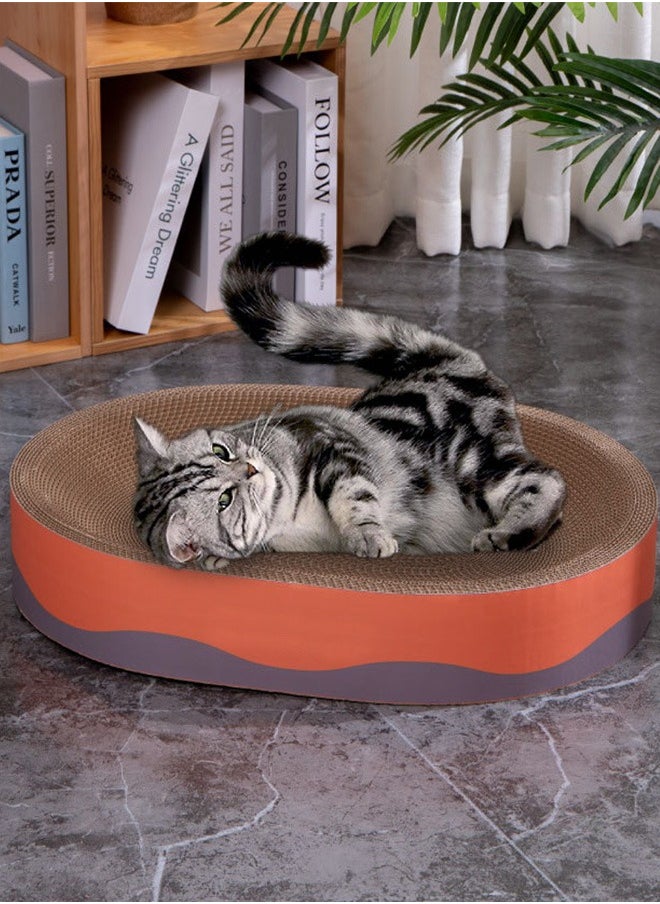 tangs Cardboard Cat Scratcher, Density Cat Scratch, Corrugated Cat Scratching Pad Box Durable for Furniture Protection, Cat Scratcher Bowl Cardboard Bed Lounger Couch for Indoor Cats Sleeping (OVAL)  - Image 2