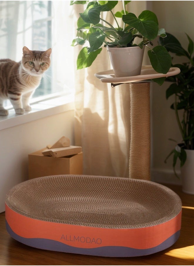 tangs Cardboard Cat Scratcher, Density Cat Scratch, Corrugated Cat Scratching Pad Box Durable for Furniture Protection, Cat Scratcher Bowl Cardboard Bed Lounger Couch for Indoor Cats Sleeping (OVAL)  - Image 3