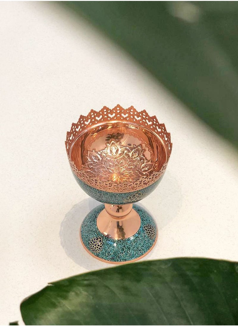 احتفالات  Ehtifalat Handmade Copper Turquoise Stone Inlay P205  - Image 2