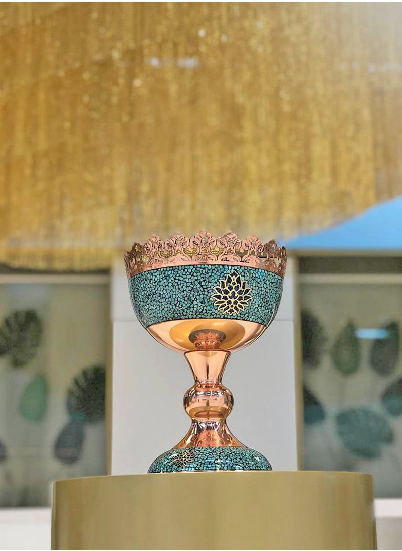 احتفالات  Ehtifalat Handmade Copper Turquoise Stone Inlay P205  - Image 3