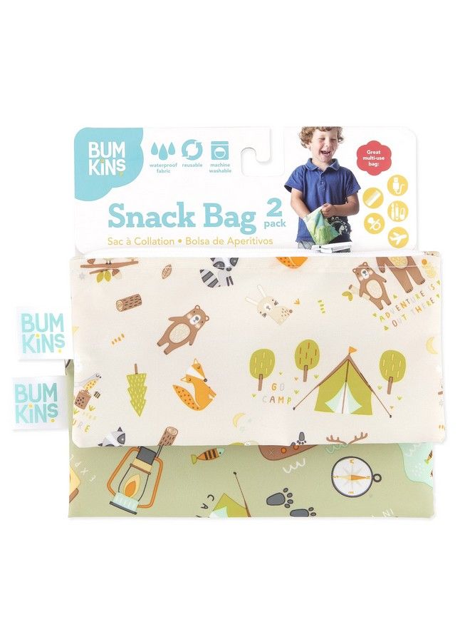 BUMKiNs Snack Bags Reusable Fabric Washable Food Safe Bpa Free Happy Campers (2 Pack) 3.5X7 Inch (Pack Of 2) - Image 5