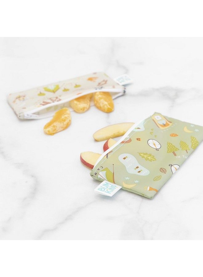 BUMKiNs Snack Bags Reusable Fabric Washable Food Safe Bpa Free Happy Campers (2 Pack) 3.5X7 Inch (Pack Of 2) - Image 3
