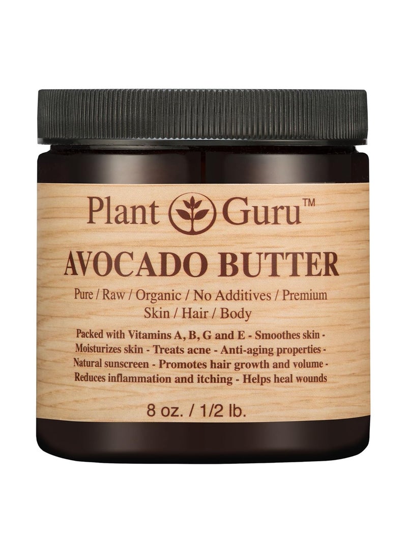 Plant Guru Avocado Body Butter 8 oz 100 Pure Raw Fresh Natural Cold Pressed Skin Hair Nail Moisturizer DIY Creams Balms Lotions Soaps 