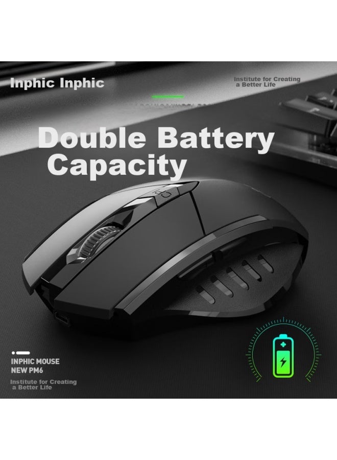 Inphic F1s Wireless Rechargeable Ergonomic Mouse, Portable, Quiet, Compatible With Laptops And Desktops, For Office And Gaming, 2.4g Pm6 Black - Image 4