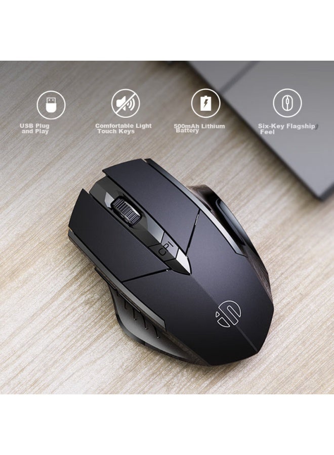 Inphic F1s Wireless Rechargeable Ergonomic Mouse, Portable, Quiet, Compatible With Laptops And Desktops, For Office And Gaming, 2.4g Pm6 Black - Image 5