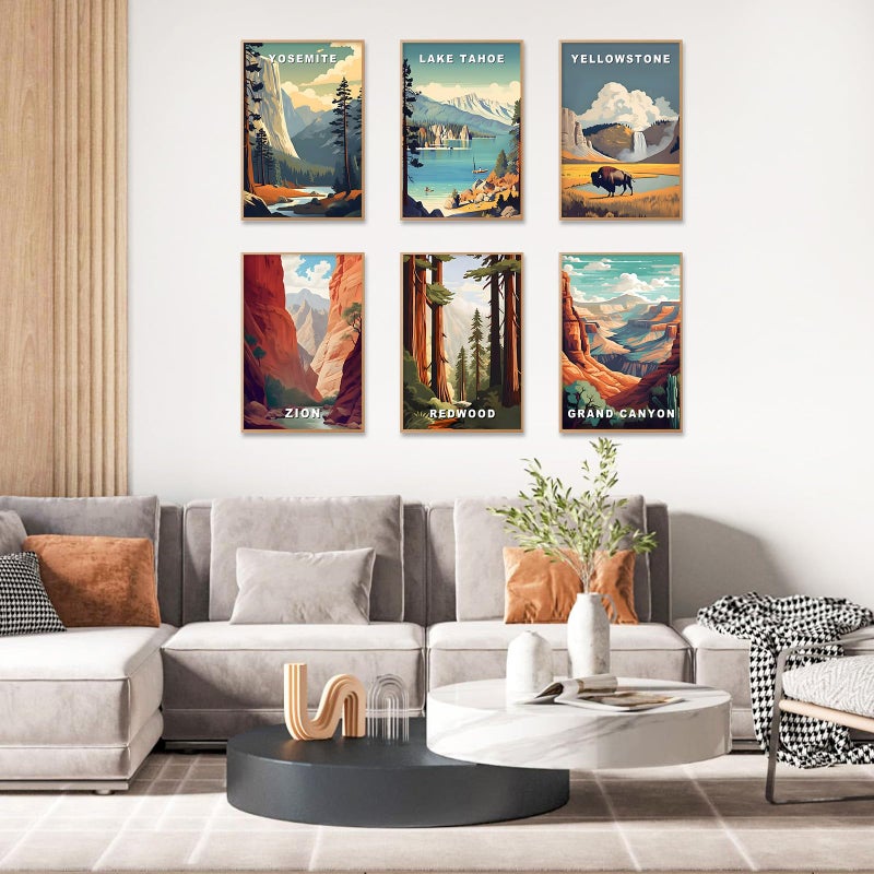 Camocin 6 Pack Paint by Numbers Kit for Adults, National Park Adult Paint by Number Kits on Canvas Without Frame for Beginner, Mountains Lake Acrylic Oil Painting by Numbers Kits for Home Decor 8 x 12 Inch - Image 2