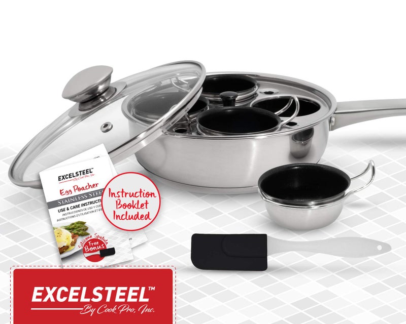 Excelsteel 18/10 Stainless 4 Non Stick Egg Poacher - Image 3