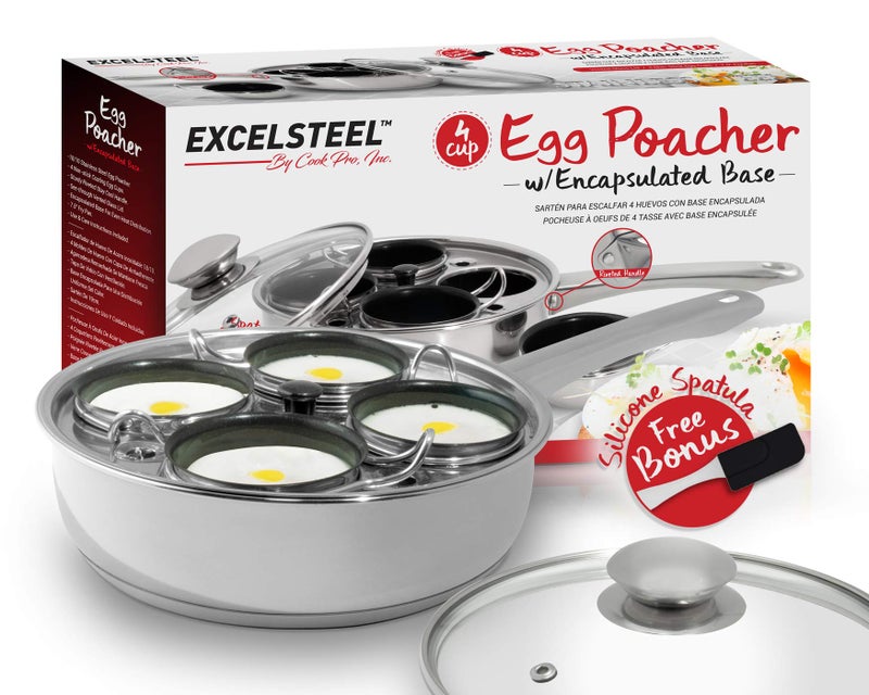 Excelsteel 18/10 Stainless 4 Non Stick Egg Poacher - Image 1
