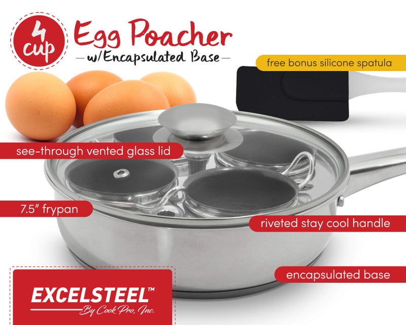 Excelsteel 18/10 Stainless 4 Non Stick Egg Poacher - Image 2
