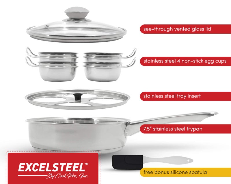 Excelsteel 18/10 Stainless 4 Non Stick Egg Poacher - Image 4
