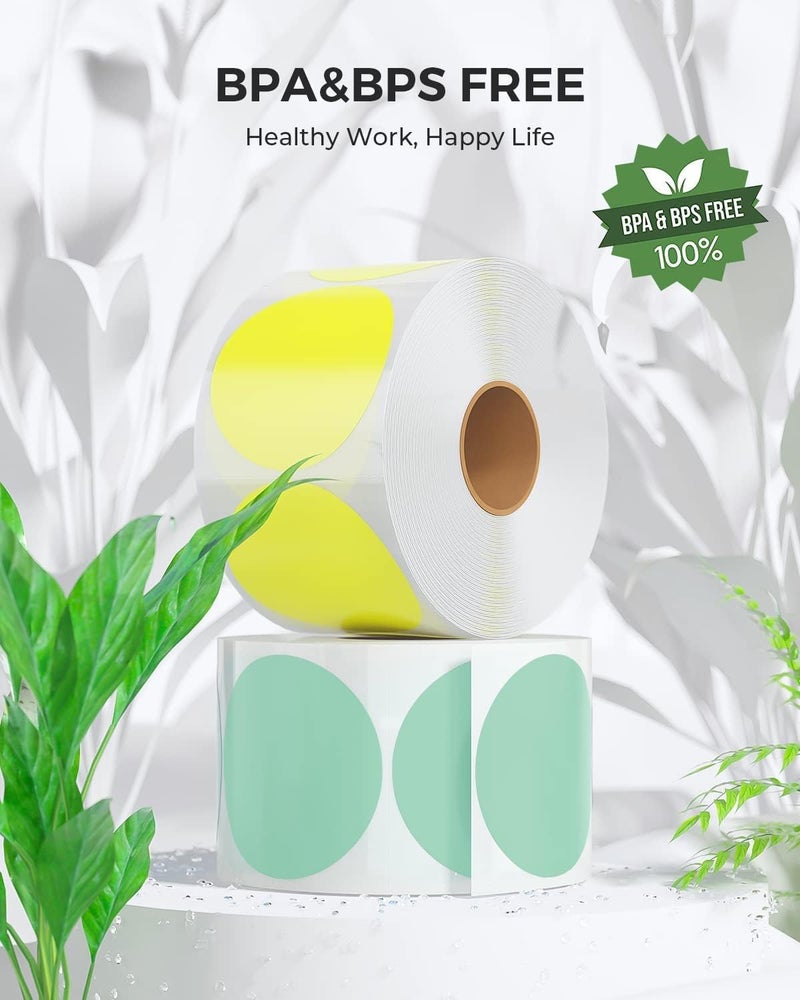 MUNBYN 2 Inch Green Circle Thermal Sticker Labels, Self-Adhesive Round Direct Thermal Labels, Multi-Purpose Roll Sticker Labels for DIY Logo Design, QR Code, Name Tag, Inventory-750 Labels/1 Roll - Image 4