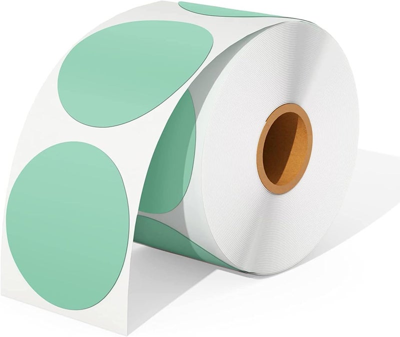 MUNBYN 2 Inch Green Circle Thermal Sticker Labels, Self-Adhesive Round Direct Thermal Labels, Multi-Purpose Roll Sticker Labels for DIY Logo Design, QR Code, Name Tag, Inventory-750 Labels/1 Roll - Image 1