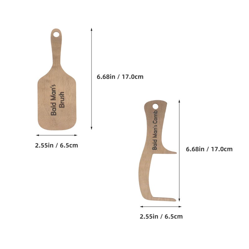 Wooden Comb For Bald Men No Teeth Hairless Brush Funny Prank Gift Prop - Image 3