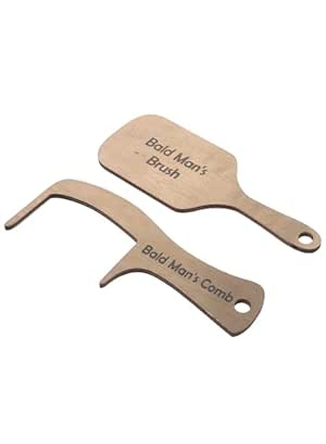 Wooden Comb For Bald Men No Teeth Hairless Brush Funny Prank Gift Prop - Image 1